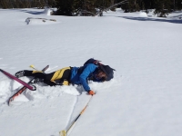Eric too tired to skin downhill any further
