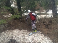 Skiing NW Couloir of Twin Peaks