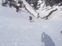 Skiing NW Couloir of Twin Peaks